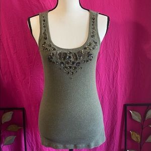 🎽Forest Green with sewn-in sequence tank top L